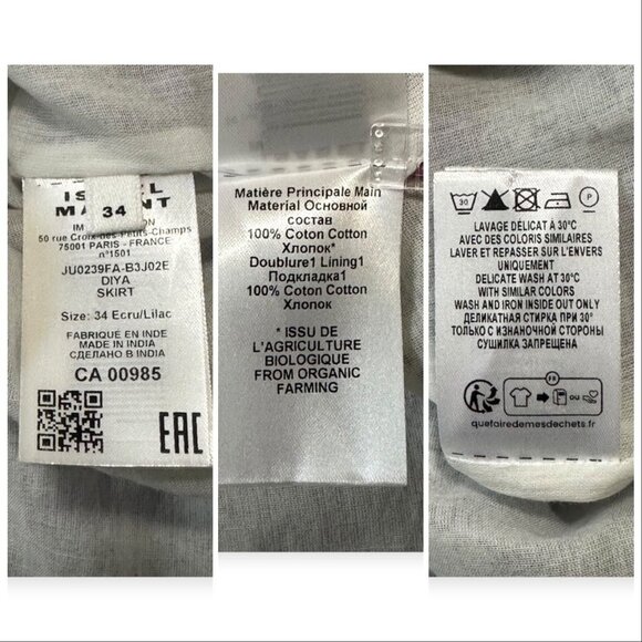 Isabel Marant Étoile Diya Skirt Ecru Lilac FR34 XS NWT $455 Ruffle Tiered - Picture 7 of 15